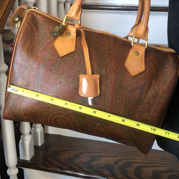 W ETRO MILANO Red Paisley Speedy 20 Small Boston Travel Tote Bag Lock and 2 Keys - Picture 14 of 17